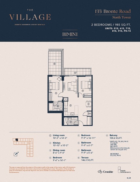2R Floor Plan at The Village, Oakville